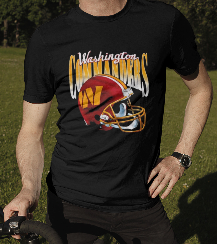 Washington Commanders Gradient Helmet Retro Style Red Yellow W T-Shirt