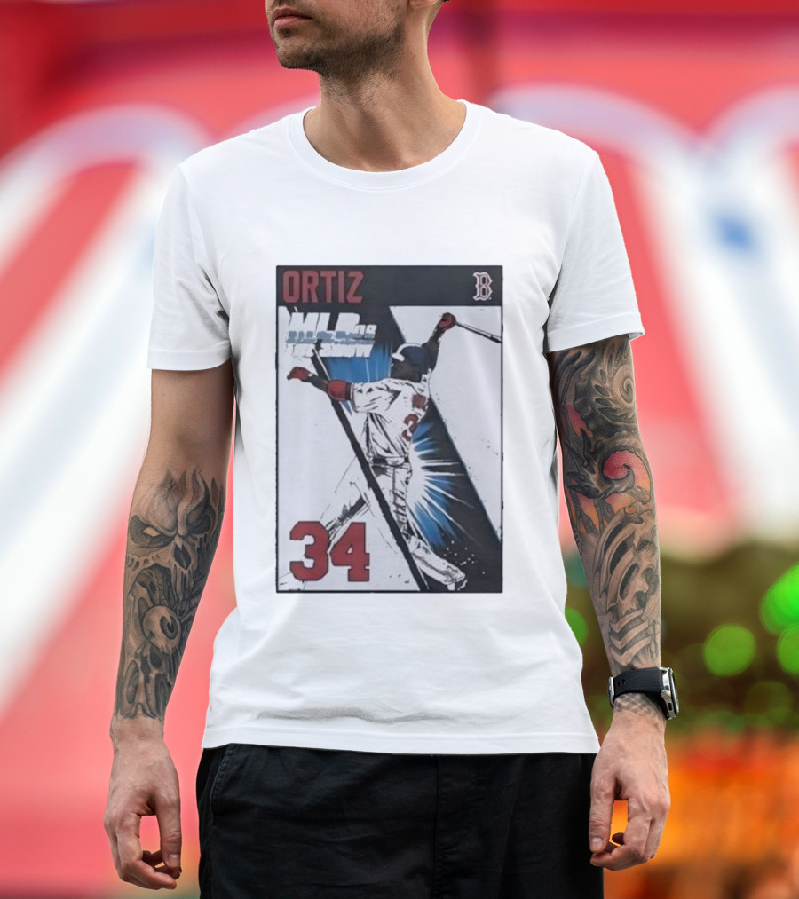 David Ortiz 34 MLB The Show 06 Cover Boston Red Sox Iconic Baseball Legend T-Shirt