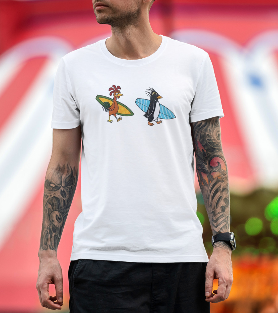 Joe And Cody Surfing Chicken And Penguin Adventure T-Shirt