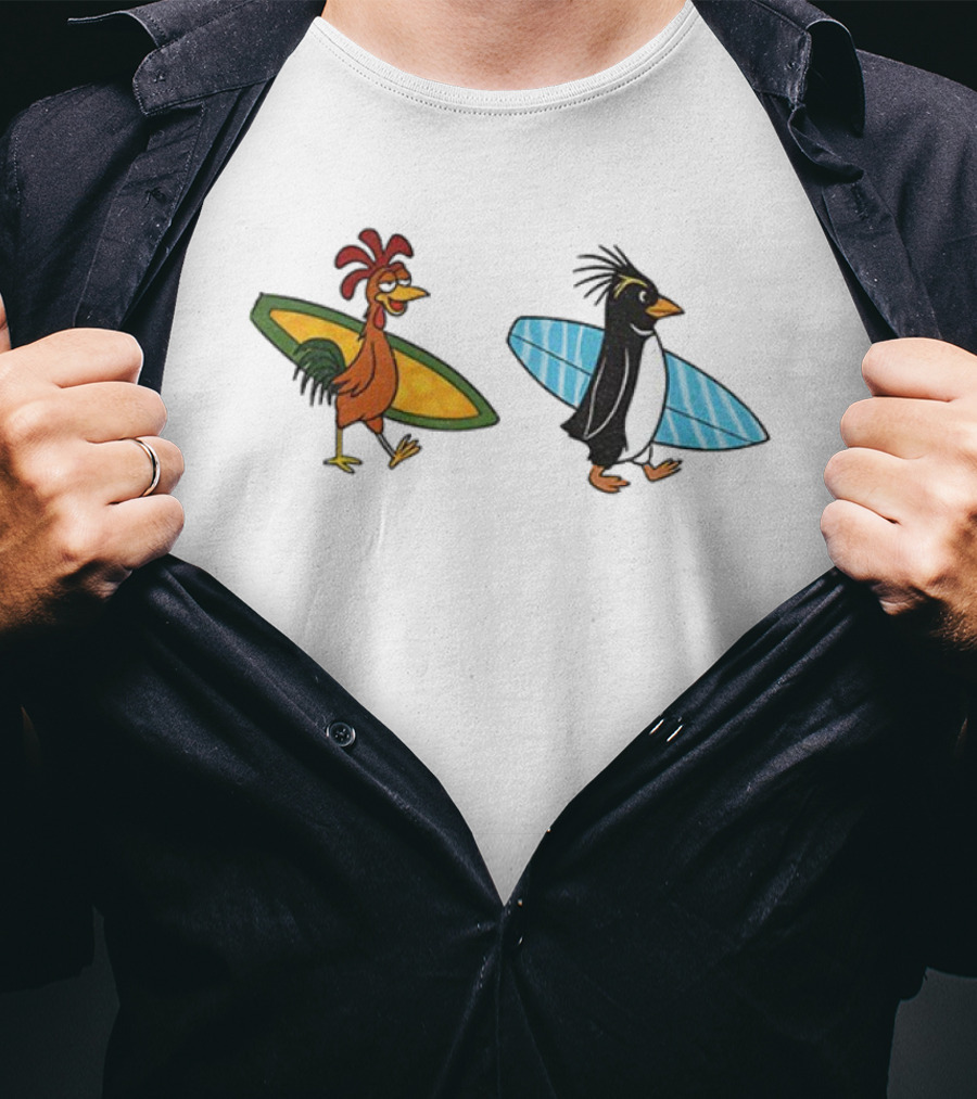 Joe And Cody Surfing Chicken And Penguin Adventure T-Shirt