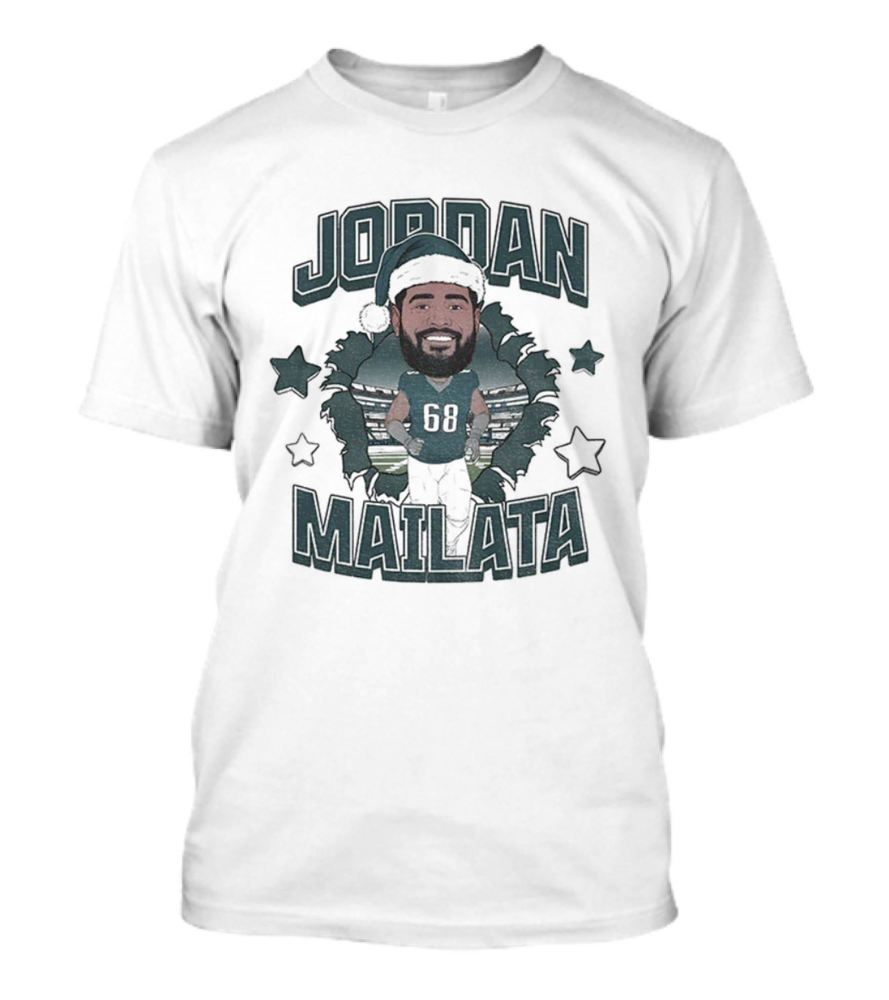 Jordan Mailata Santa Hat Philadelphia Eagles Football NFL Merry Christmas T-Shirt
