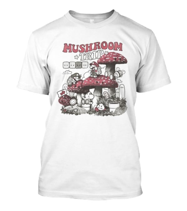Mushroom Trip Mario Psychedelic Adventure Fantasy World T-Shirt