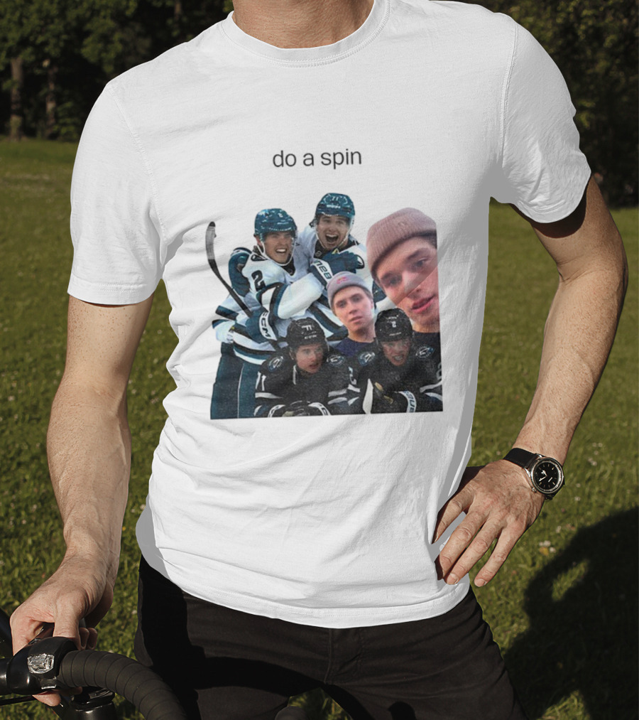 San Jose Sharks Will Smith Macklin Celebrini Do A Spin Hockey Team Players T-Shirt