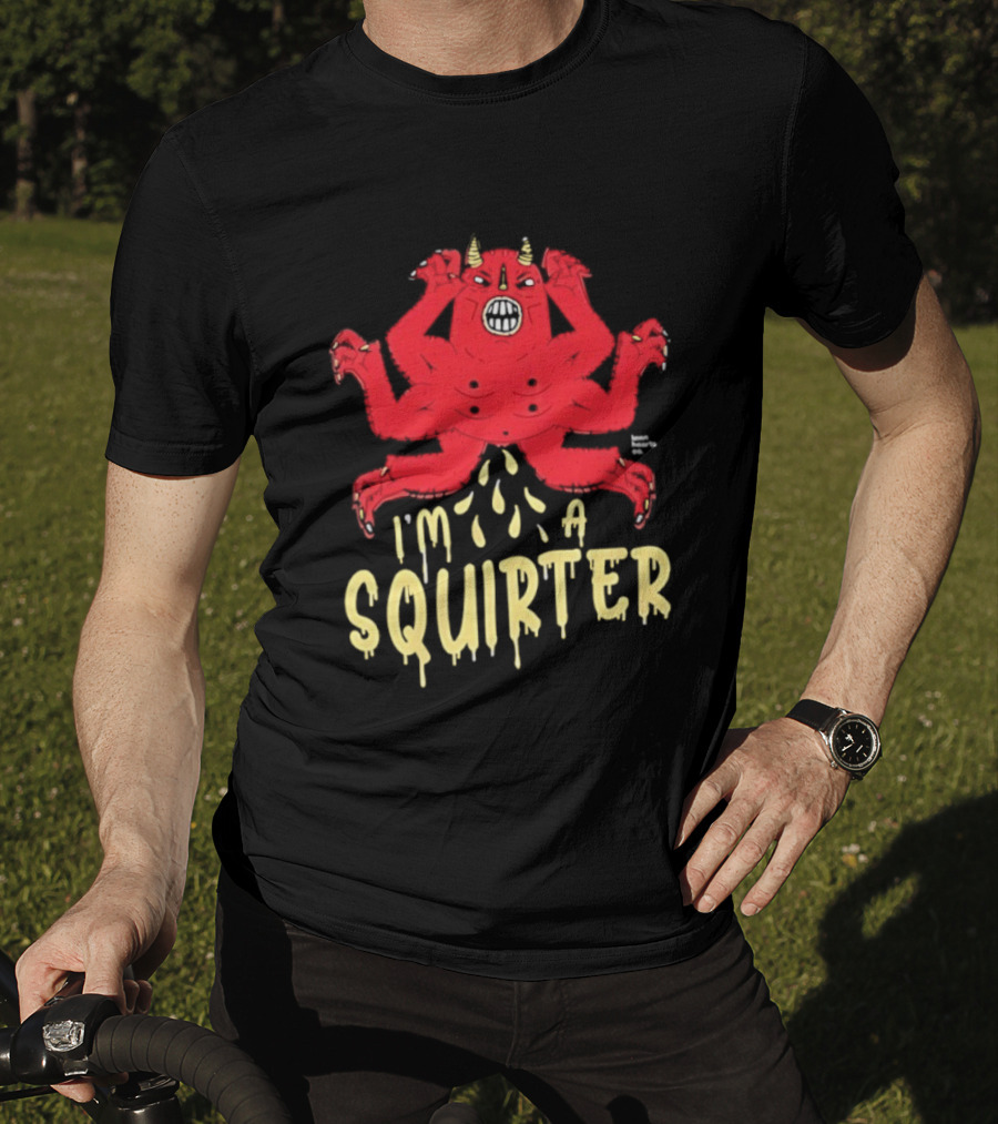 Edgy Devil Character I'm A Squirter Humor Design T-Shirt