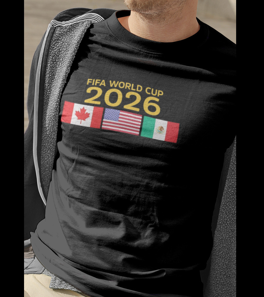 FIFA World Cup 2026 Canada USA Mexico Flags T-Shirt