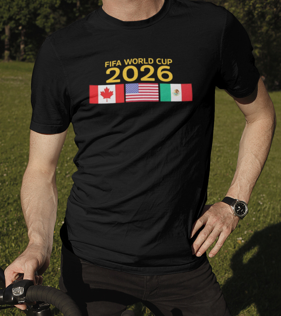 FIFA World Cup 2026 Canada USA Mexico Flags T-Shirt