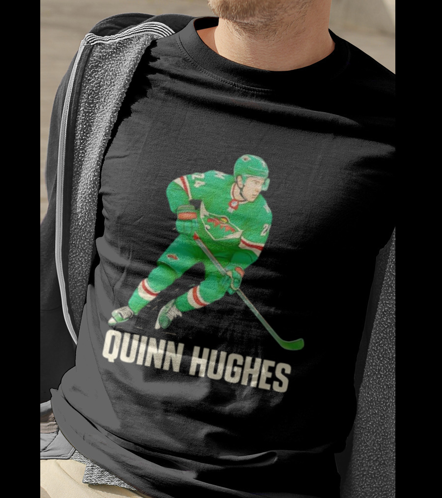 Quinn Hughes Minnesota Wild Hockey Skater T-Shirt