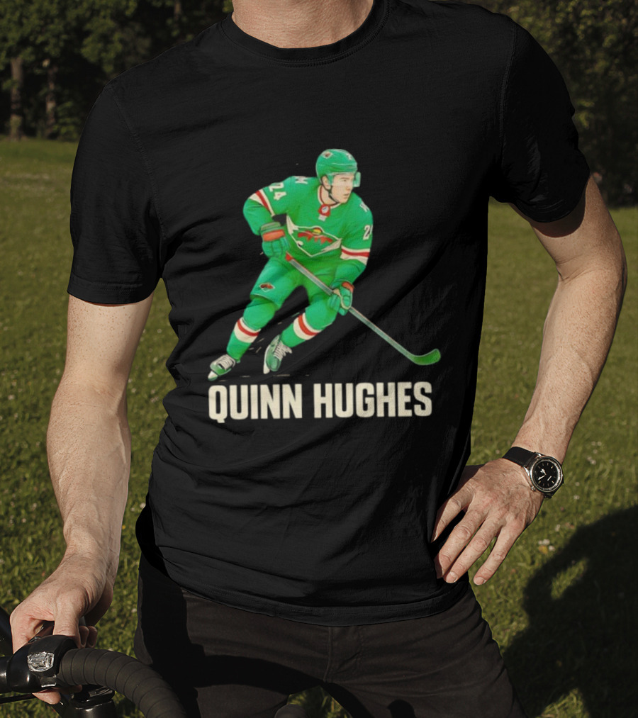Quinn Hughes Minnesota Wild Hockey Skater T-Shirt