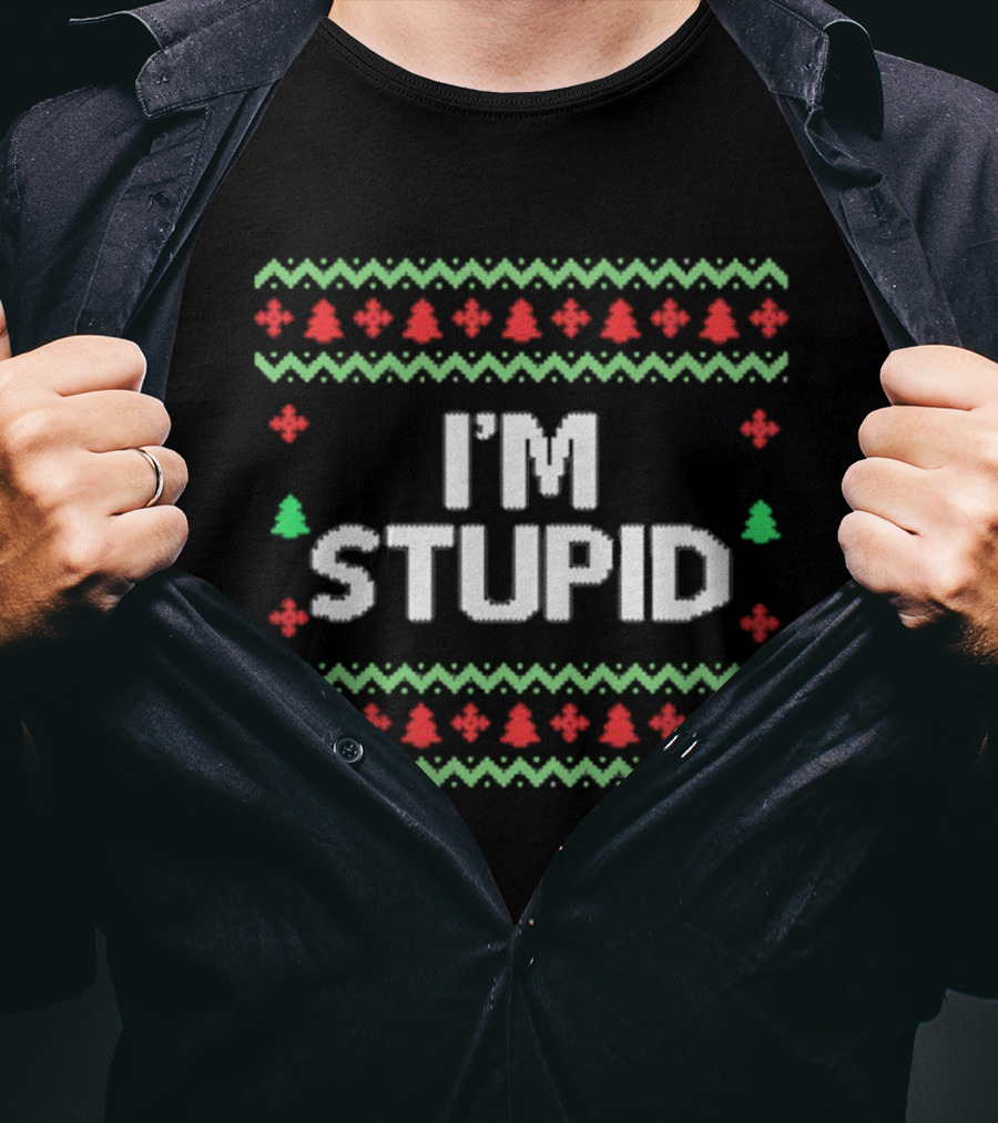 I'm Stupid Ugly Christmas Sweater Holiday Humor T-Shirt