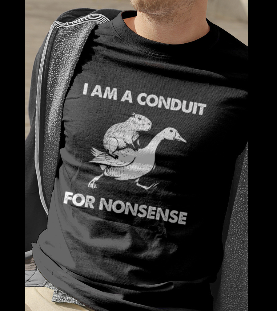 Capybara Riding Goose I Am A Conduit For Nonsense T-Shirt