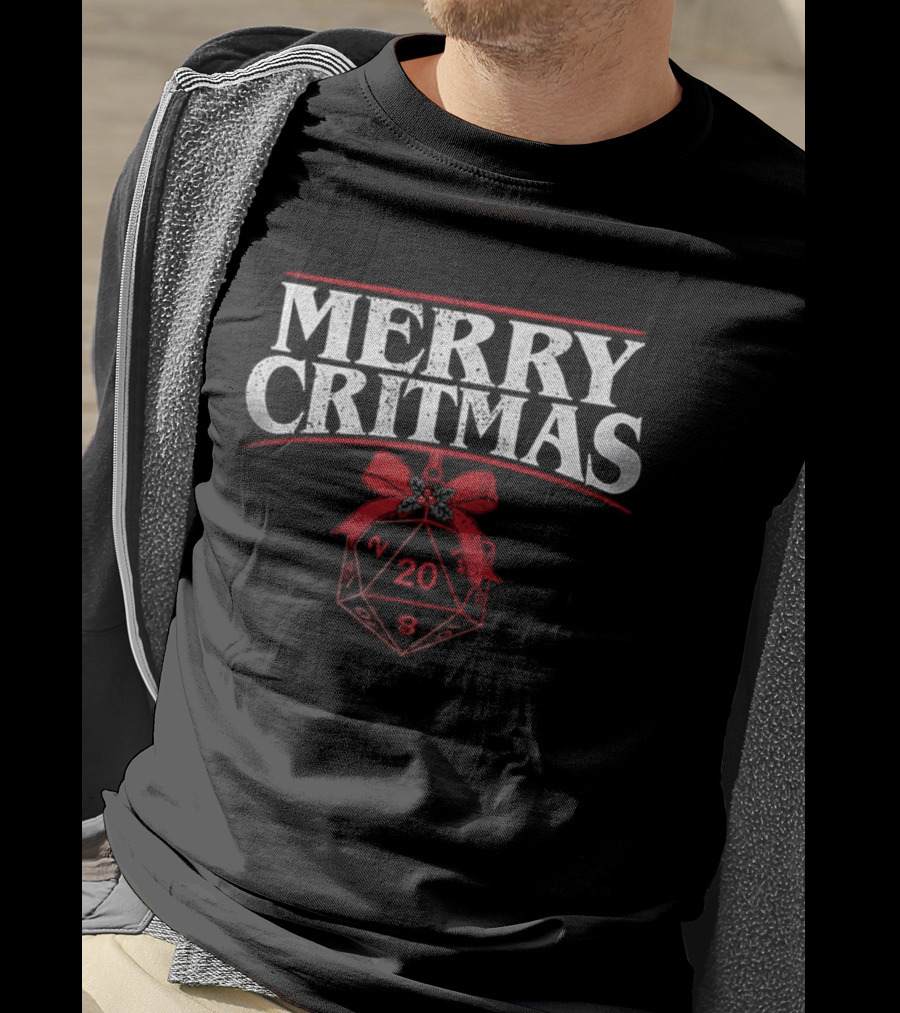 Merry Critmas Dungeons And Dragons 20-Sided Dice Christmas T-Shirt