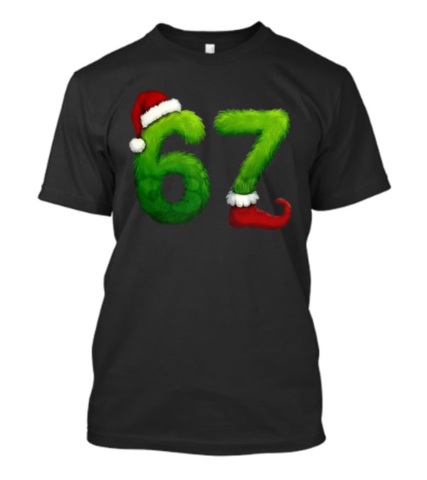 Gen Z Meme 67 Santa Hat Grinch Feet Christmas T-Shirt