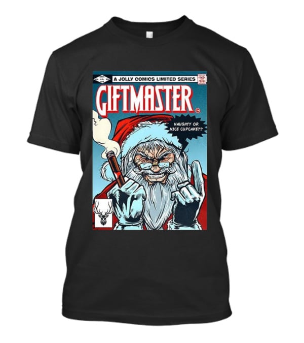 Giftmaster Jolly Comics Naughty Or Nice Cupcake Christmas T-Shirt