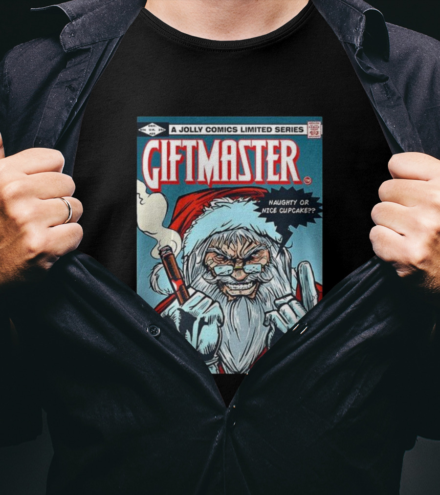 Giftmaster Jolly Comics Naughty Or Nice Cupcake Christmas T-Shirt