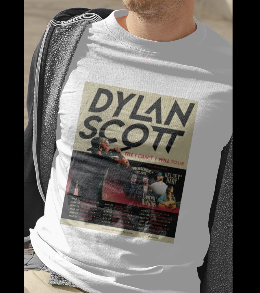 Dylan Scott Till I Can’t I Will Tour 2026 Twelve OC Music Kelsey Hart Lauren Watkins T-Shirt