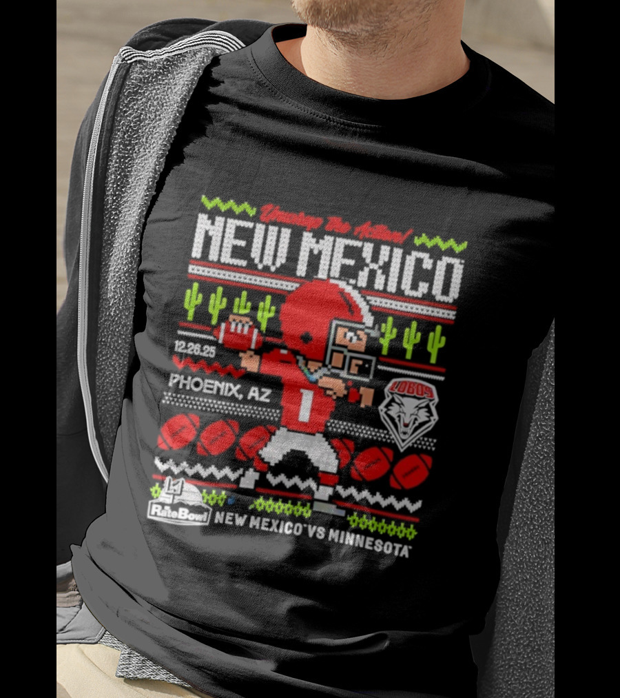 New Mexico Vs Minnesota 2025 Rate Bowl Phoenix AZ Lobos Ugly Christmas T-Shirt