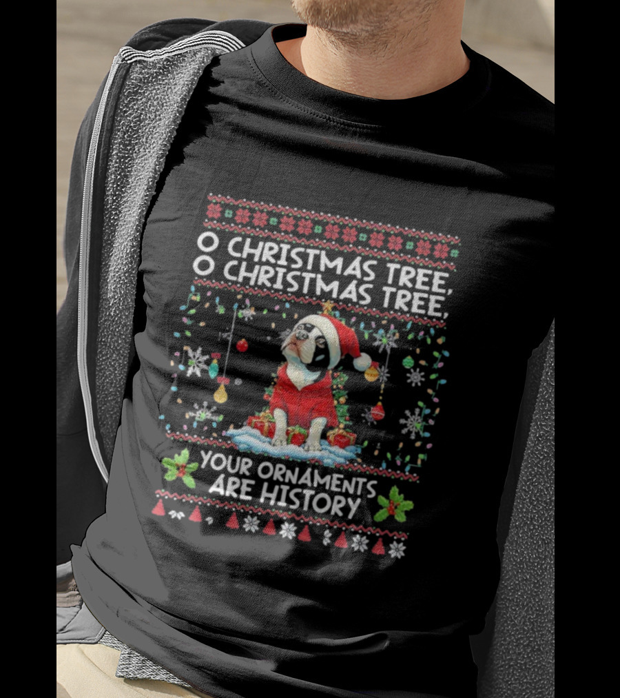 Terrier Dog In Santa Hat O Christmas Tree Your Ornaments Are History T-Shirt