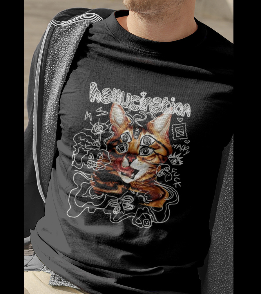 Hallucination Cat Many Eyes Happy Luck Doodles T-Shirt