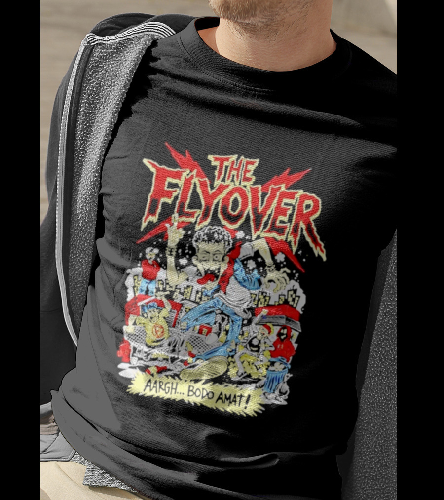 The Flyover Aargh Bodo Amat Energetic Cartoon Chaos T-Shirt