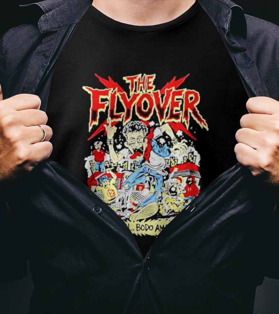 The Flyover Aargh Bodo Amat Energetic Cartoon Chaos T-Shirt