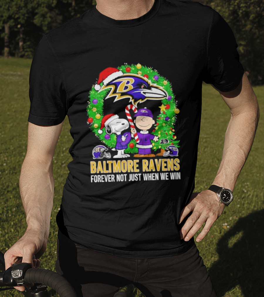Baltimore Ravens Christmas Snoopy Forever Not Just When We Win T-Shirt
