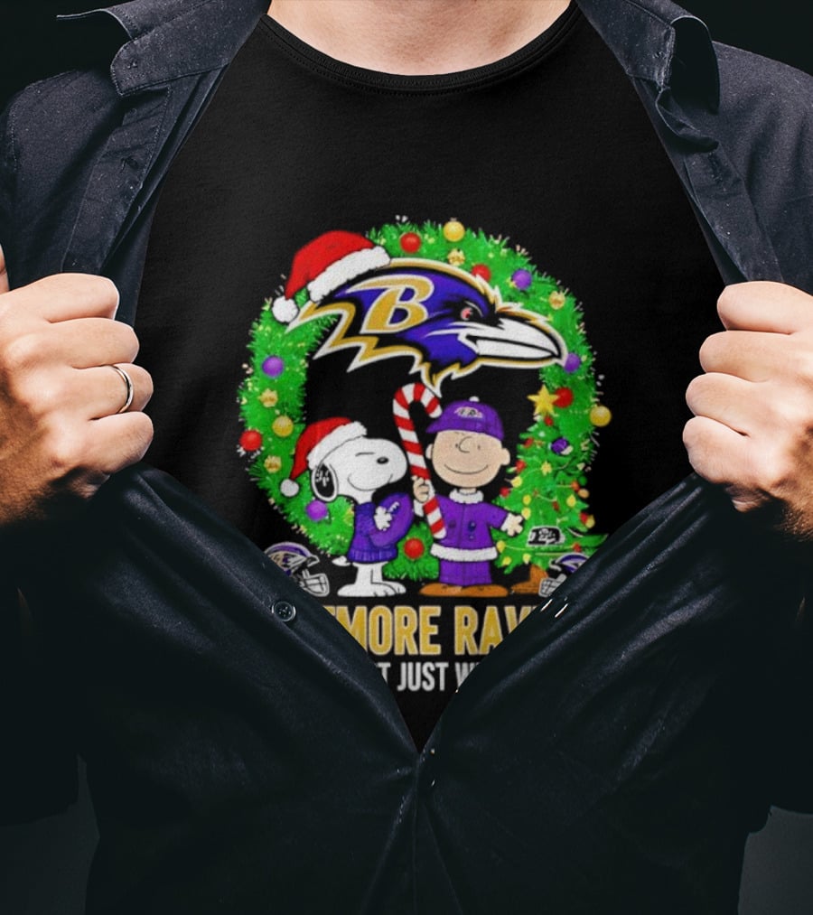 Baltimore Ravens Christmas Snoopy Forever Not Just When We Win T-Shirt