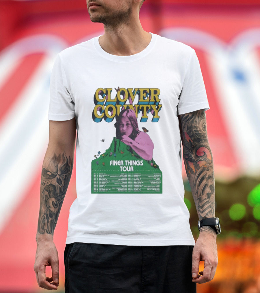 Clover County Finer Things Tour 2026 Vintage Art with Pink and Green Aesthetic T-Shirt