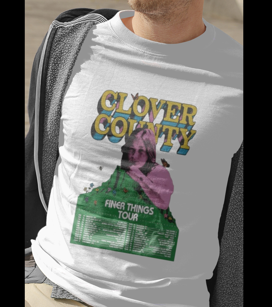 Clover County Finer Things Tour 2026 Vintage Art With Pink And Green Aesthetic T-Shirt