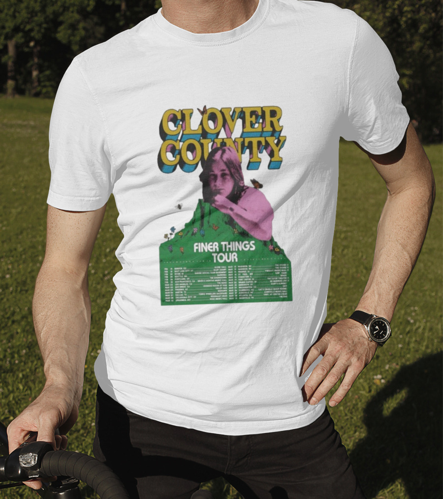 Clover County Finer Things Tour 2026 Vintage Art With Pink And Green Aesthetic T-Shirt