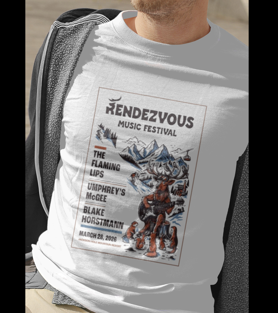 Rendezvous Music Festival The Flaming Lips Umphrey's McGee Blake Horstmann March 28 2026 Jackson Hole Mountain Resort Teton Village WY T-Shirt
