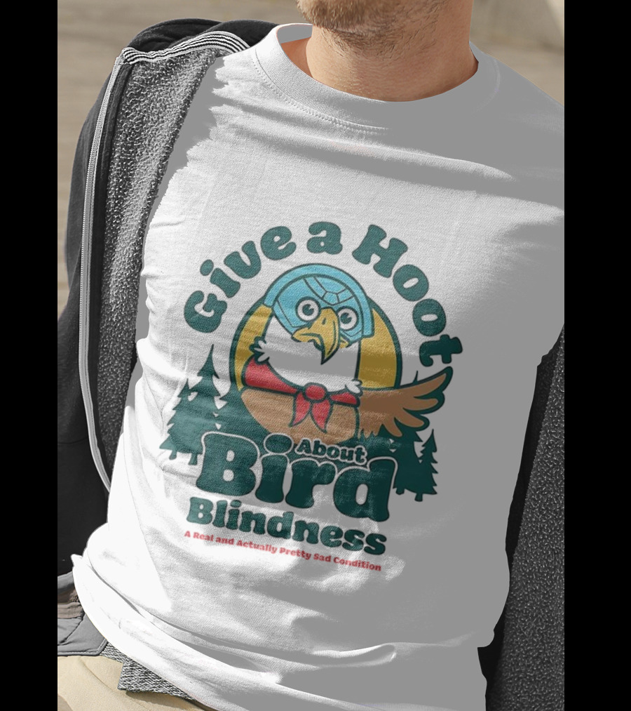 Give A Hoot About Bird Blindness Forest Conservation Turtle Owl T-Shirt