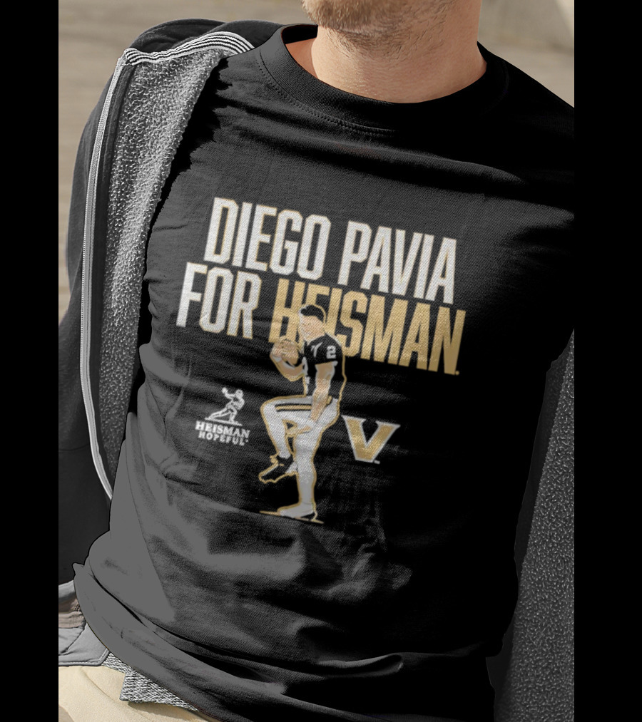 Diego Pavia For Heisman Vanderbilt Commodores Football V Logo T-Shirt