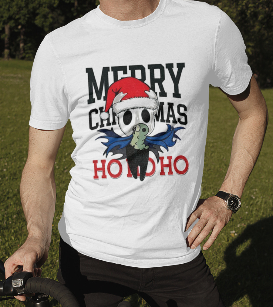 Merry Christmas Ho Ho Ho Hollow Knight Ringer Santa Hat T-Shirt
