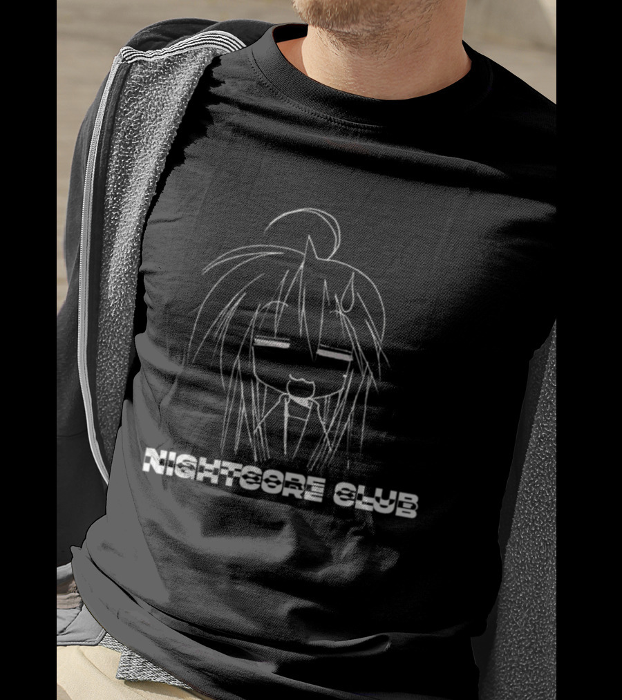Nightcore Club Meme Anime Line Art Style T-Shirt