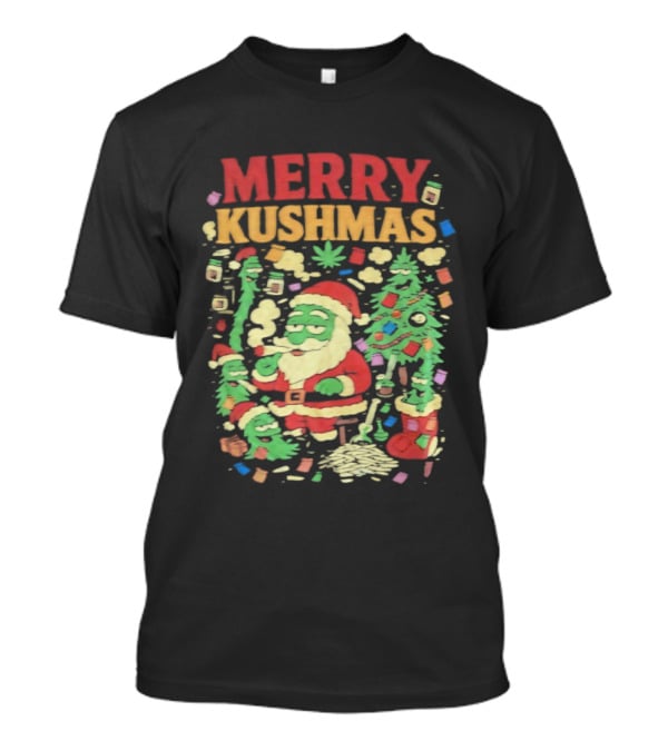 Merry Kushmas Santa Claus Smoking Christmas Tree T-Shirt
