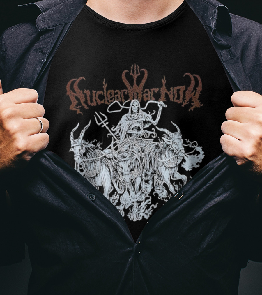 Skeleton Nuclear War Now Witch Hunt Theme T-Shirt