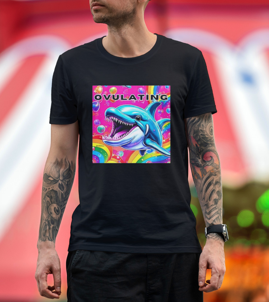 Ovulating Dolphin Rainbow Meme Colorful Background T-Shirt