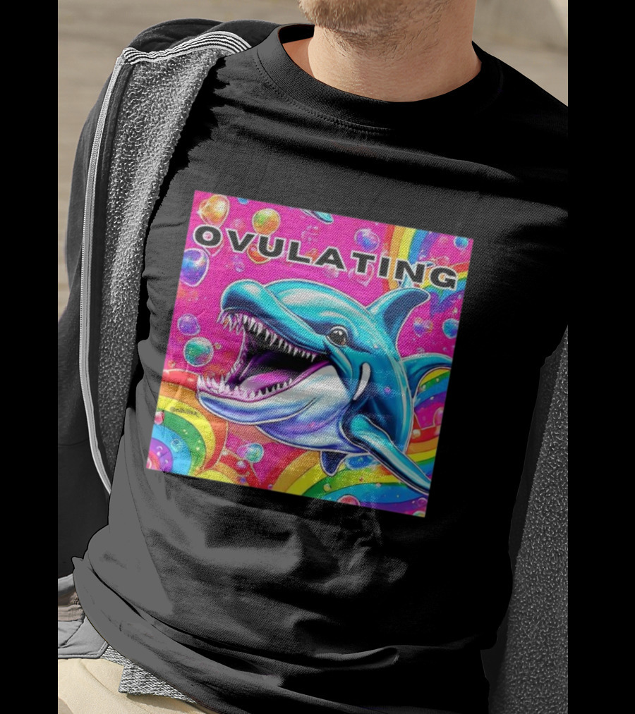 Ovulating Dolphin Rainbow Meme Colorful Background T-Shirt