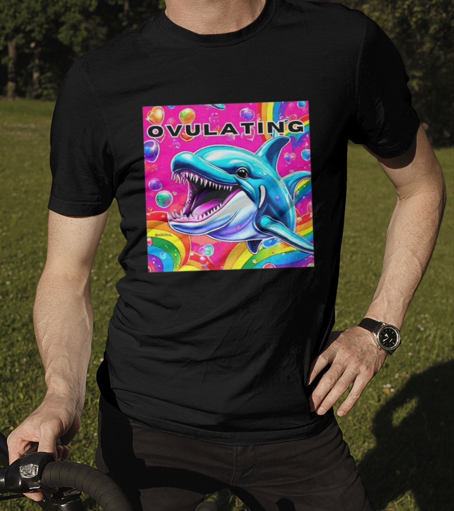 Ovulating Dolphin Rainbow Meme Colorful Background T-Shirt