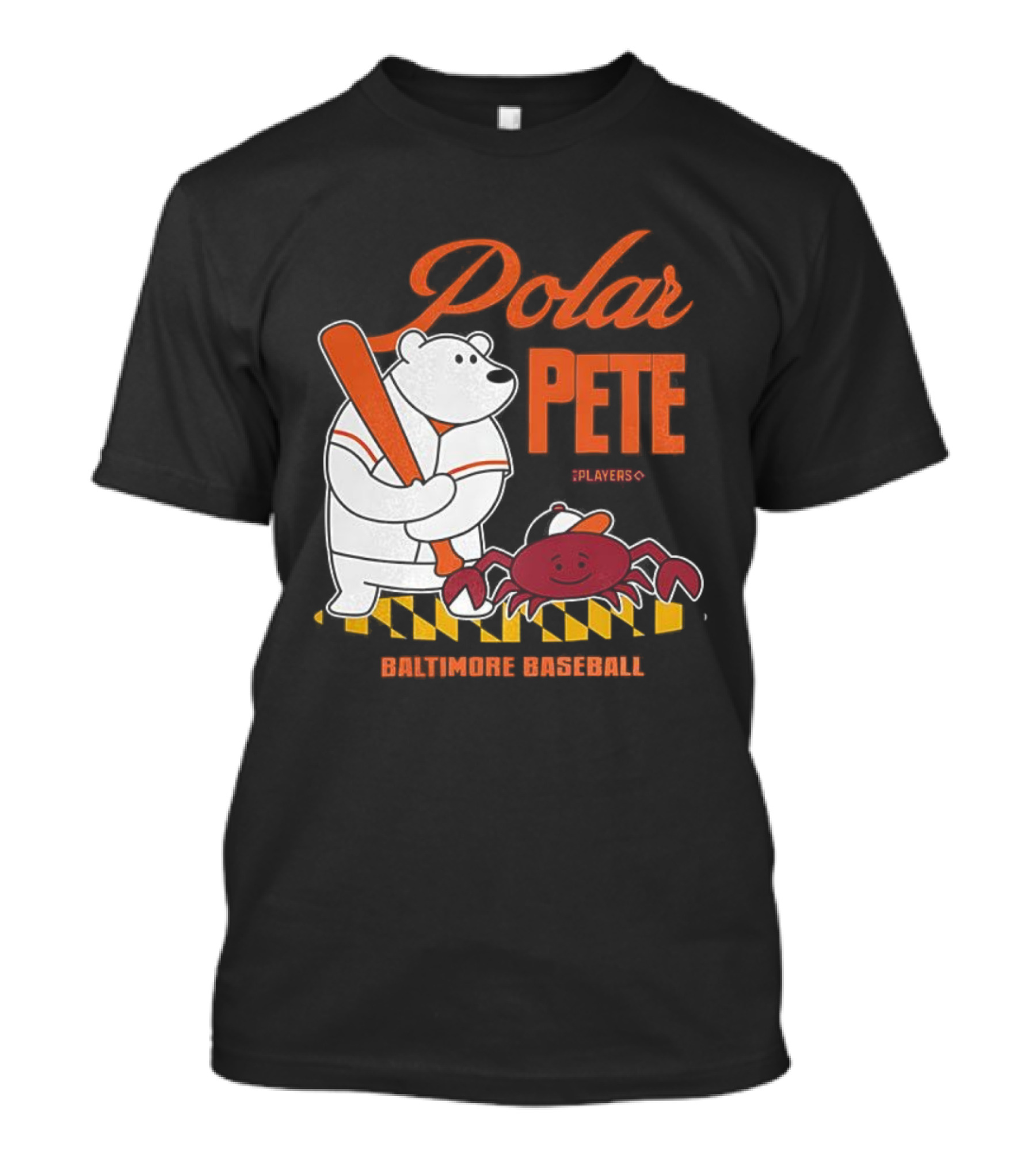 Polar Pete Players Baltimore Baseball Crab Bat Icon T-Shirt