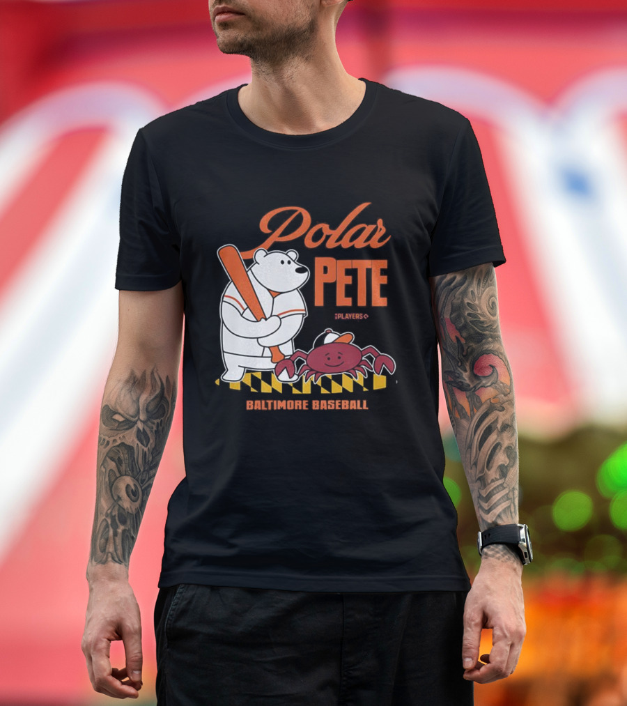 Polar Pete Players Baltimore Baseball Crab Bat Icon T-Shirt