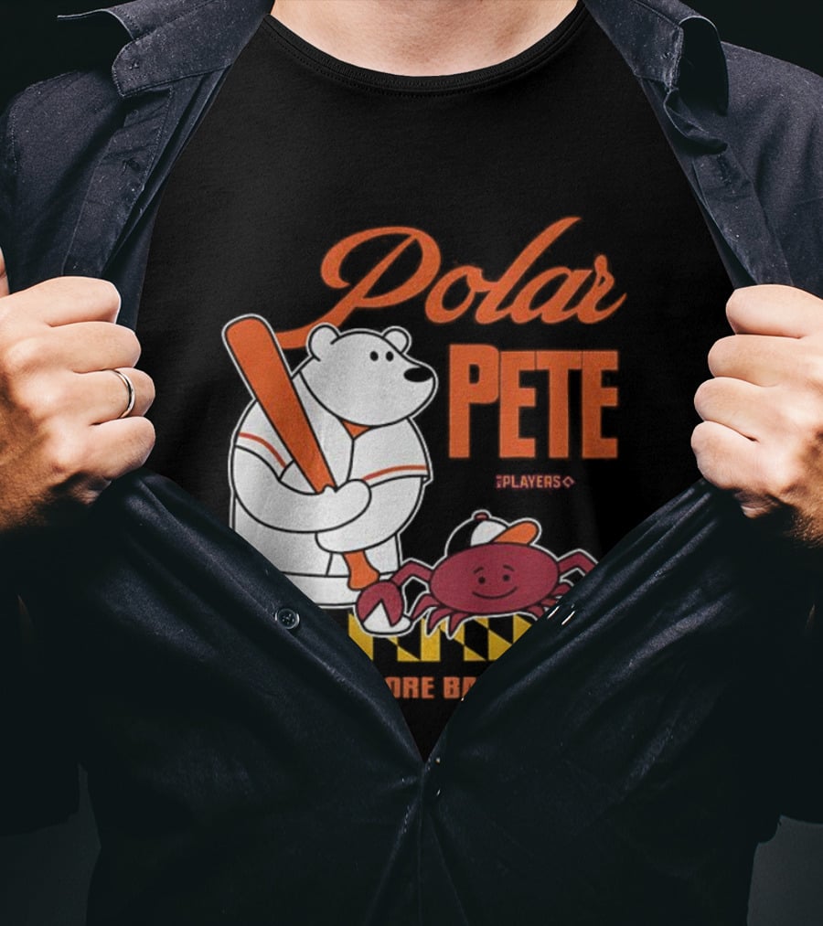 Polar Pete Players Baltimore Baseball Crab Bat Icon T-Shirt