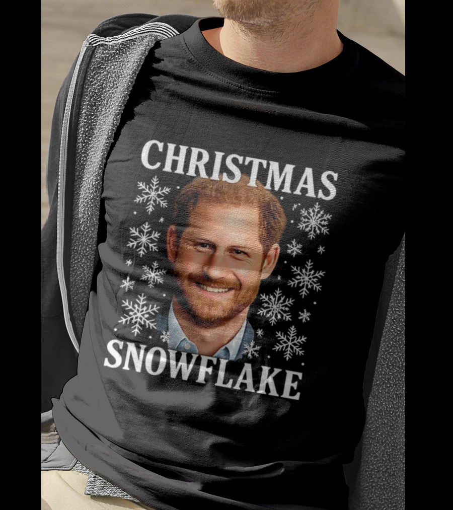 Prince Harry Christmas Snowflake Festive Smile T-Shirt