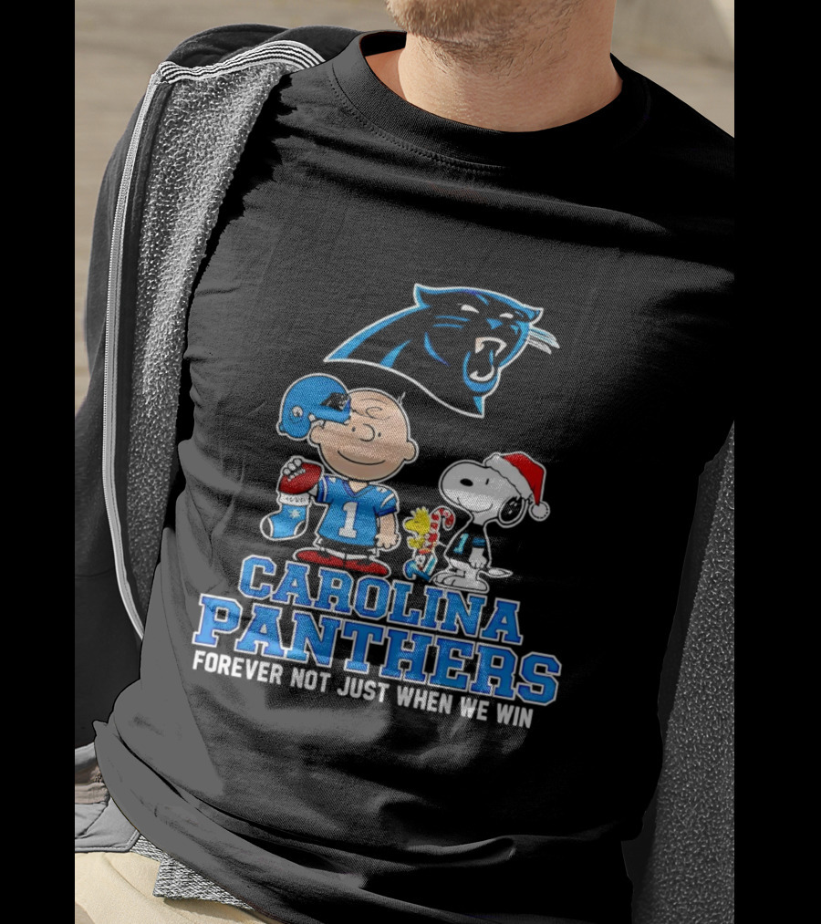 Carolina Panthers Snoopy Christmas Forever Not Just When We Win T-Shirt