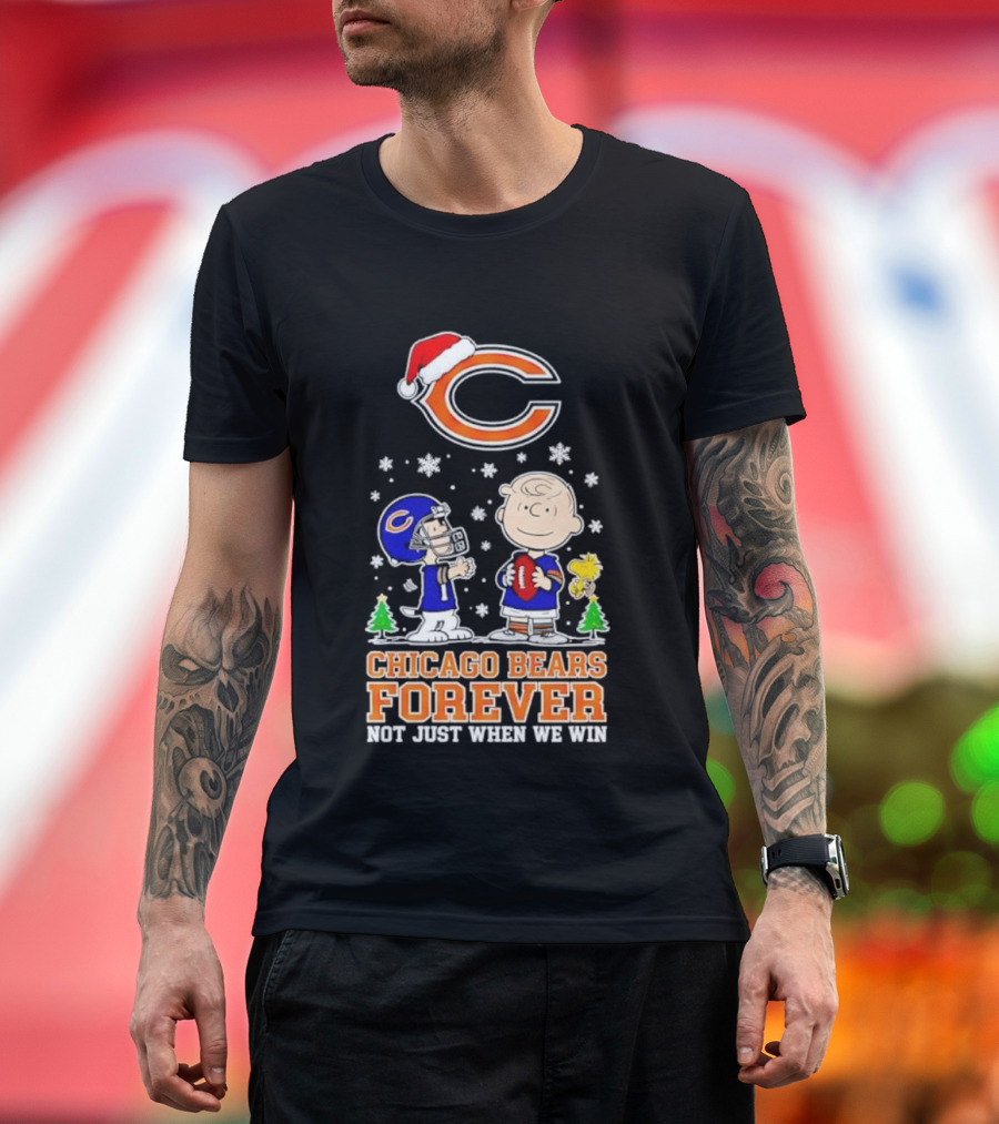 Peanuts Snoopy Chicago Bears Forever Christmas Not Just When We Win T-Shirt