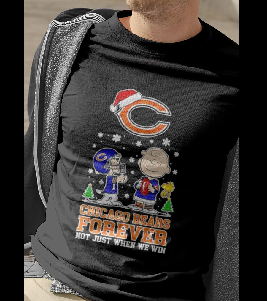 Peanuts Snoopy Chicago Bears Forever Christmas Not Just When We Win T-Shirt