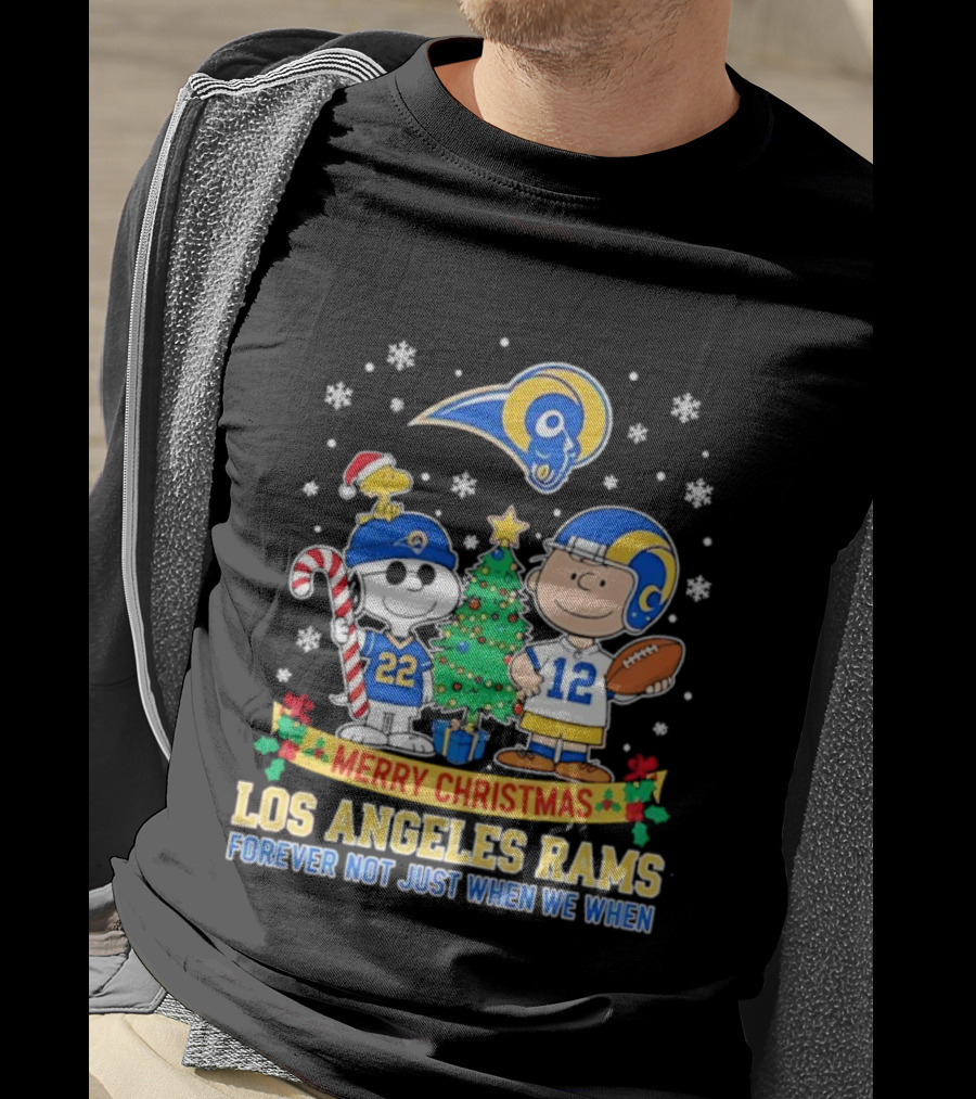 Merry Christmas Peanuts Snoopy Los Angeles Rams Forever Not Just When We Win T-Shirt