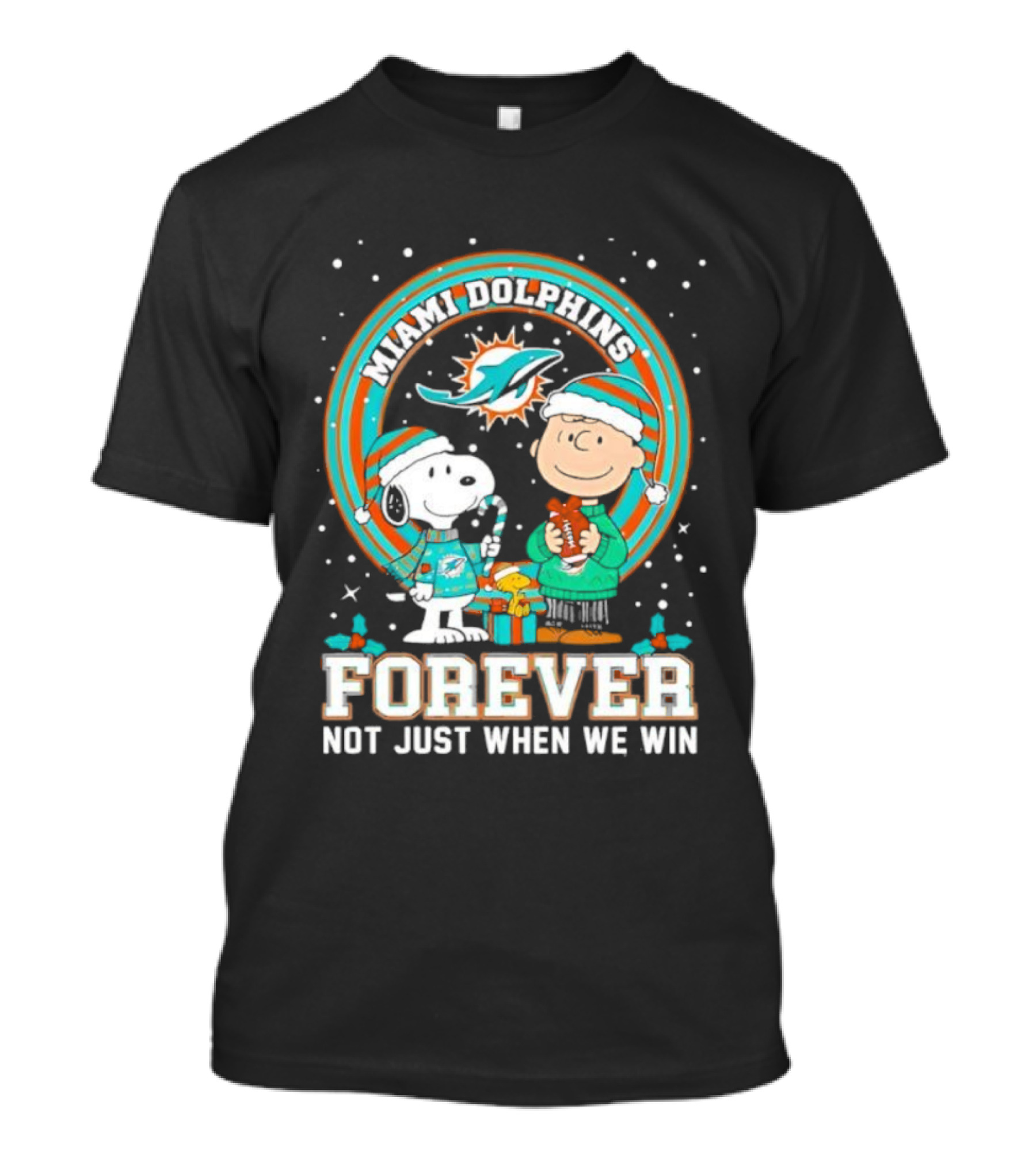Peanuts Snoopy Miami Dolphins Christmas Forever Not Just When We Win T-Shirt