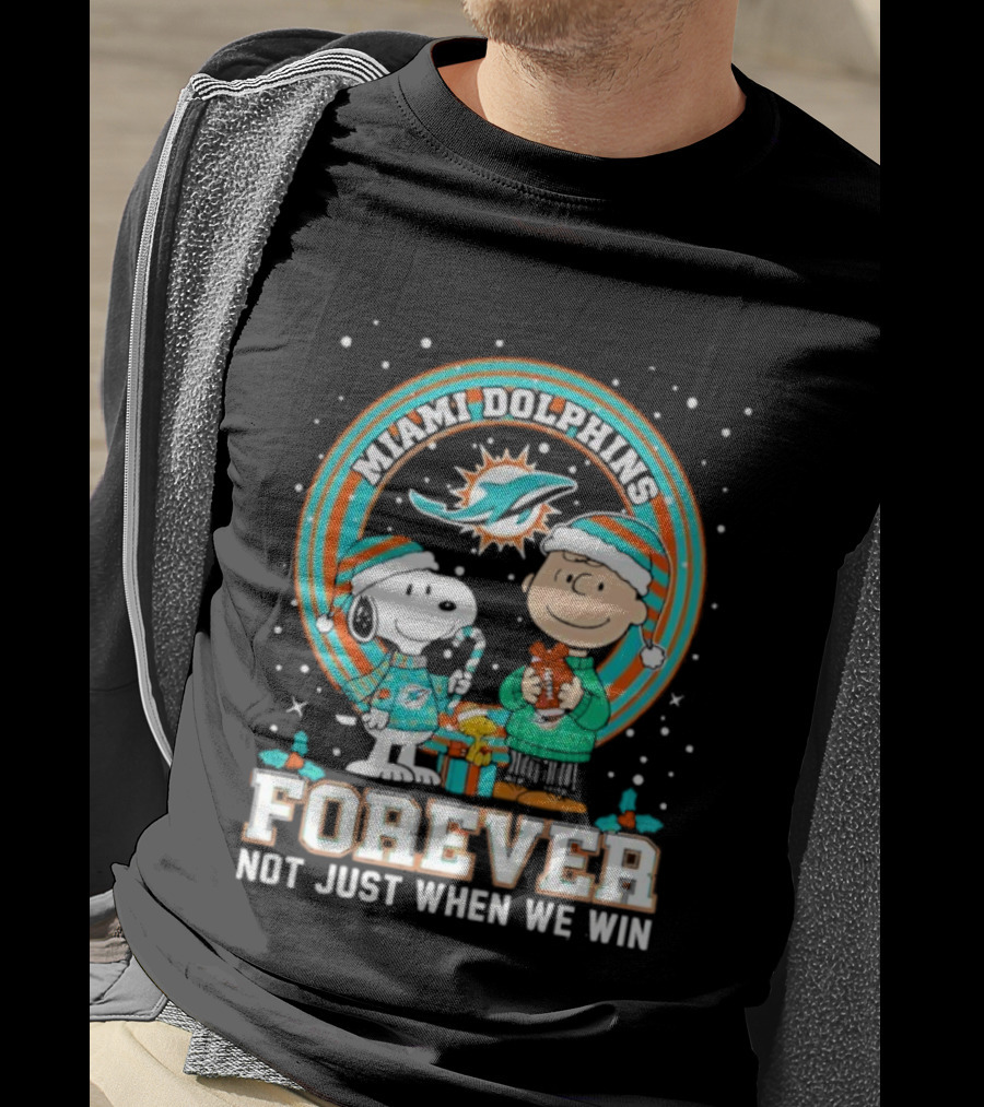 Peanuts Snoopy Miami Dolphins Christmas Forever Not Just When We Win T-Shirt