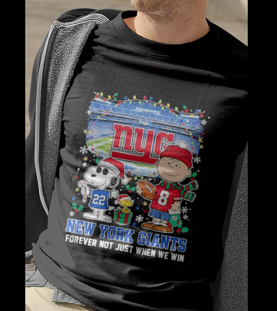 NYC Peanuts Snoopy Christmas New York Giants Forever Not Just When We Win T-Shirt